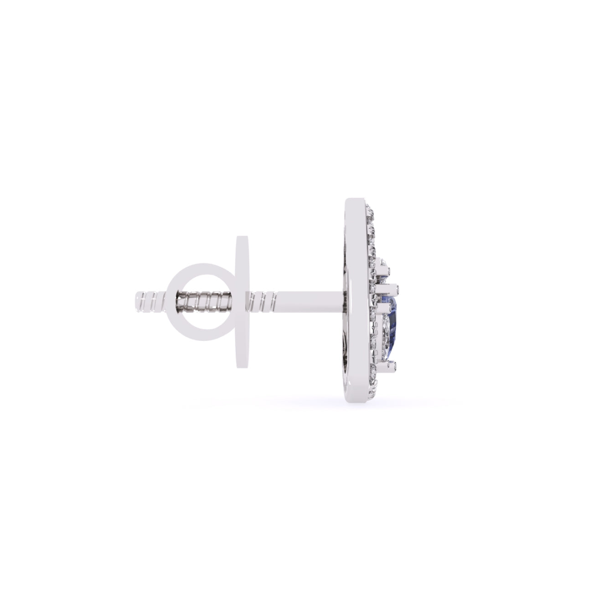 Halo Triangle Diamond Stud Earrings with Mixed Diamond Shapes